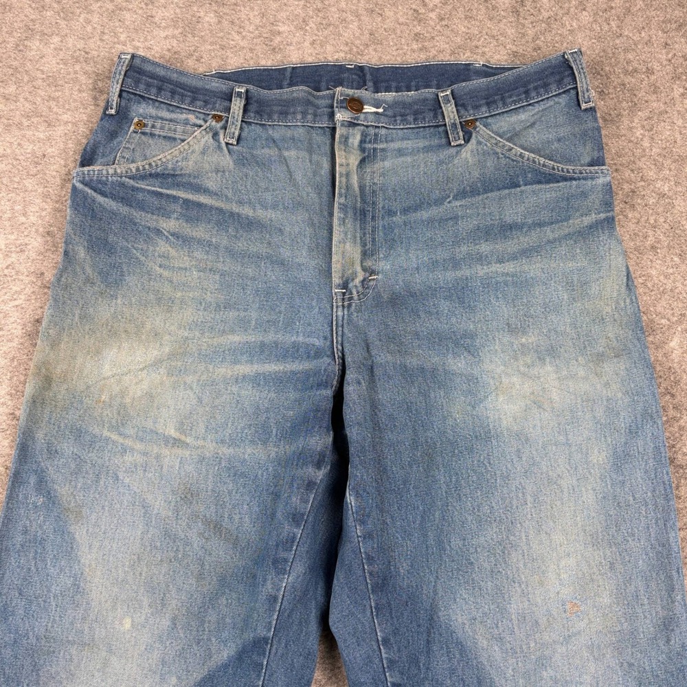 Dickies Carpenter Jeans Mens 34x32 Blue Distressed Painter Workwear Denim Rugged